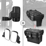 Espejos laterales ajustables y dispositivo de almacenamiento de carga Caja de herramientas compatible con Polaris Ranger General