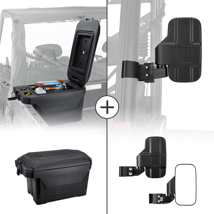 Side Mirrors & 45L Storage box for Polaris Ranger