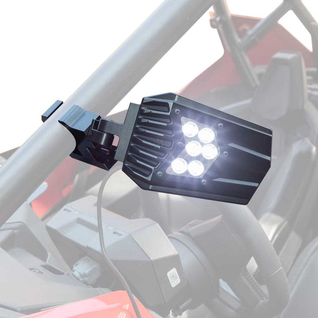 UTV Side Mirrors with light fit 1.5" - 2" Roll Bar