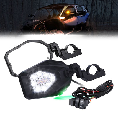 UTV LED Lighted Side Mirrors with Flowing Turn Signal for Polaris RZR Talon 1000 Can Am X3 - Kemimoto