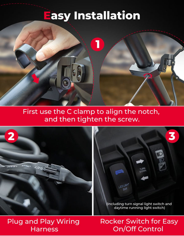 Espejos laterales con luz LED y luces verdes en el suelo