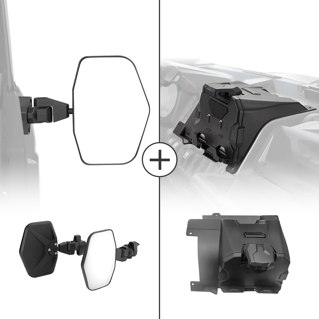 Aluminum Side Mirrors & Tablet Holder For Can am Defender - Kemimoto