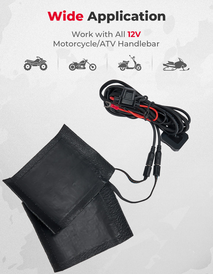 Heated Motorcycle Grip Pads, IP67 Waterproof - Kemimoto