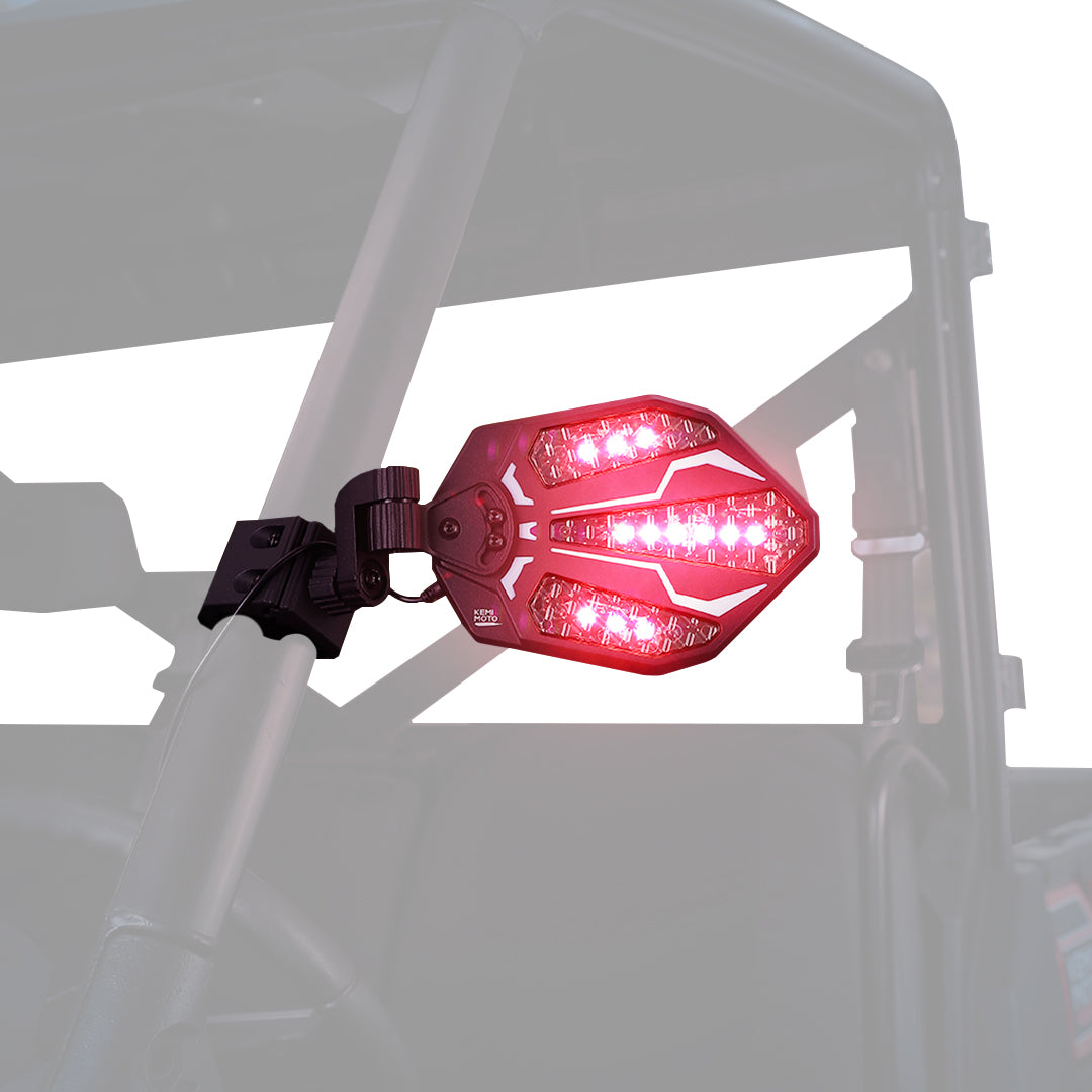 UTV Pro-Fit RGB Side Mirrors with Lights for Ranger/General/Can-Am - Kemimoto