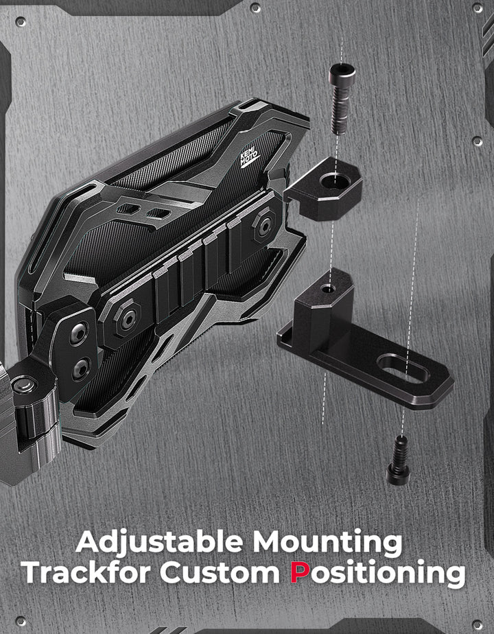 CNC UTV Mirror X w/Integrated light mount for 1.65-2 Inch Roll Bar (1 Pair) - Kemimoto