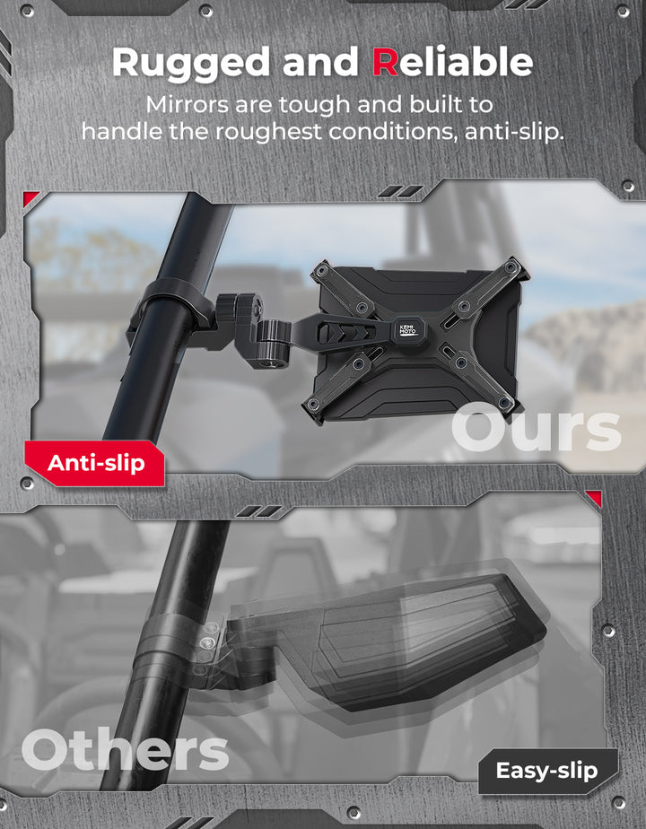Aluminum CNC UTV Mirror X (Pair) for Polaris RZR | Can-Am Maverick X3 | Talon | Teryx - Kemimoto