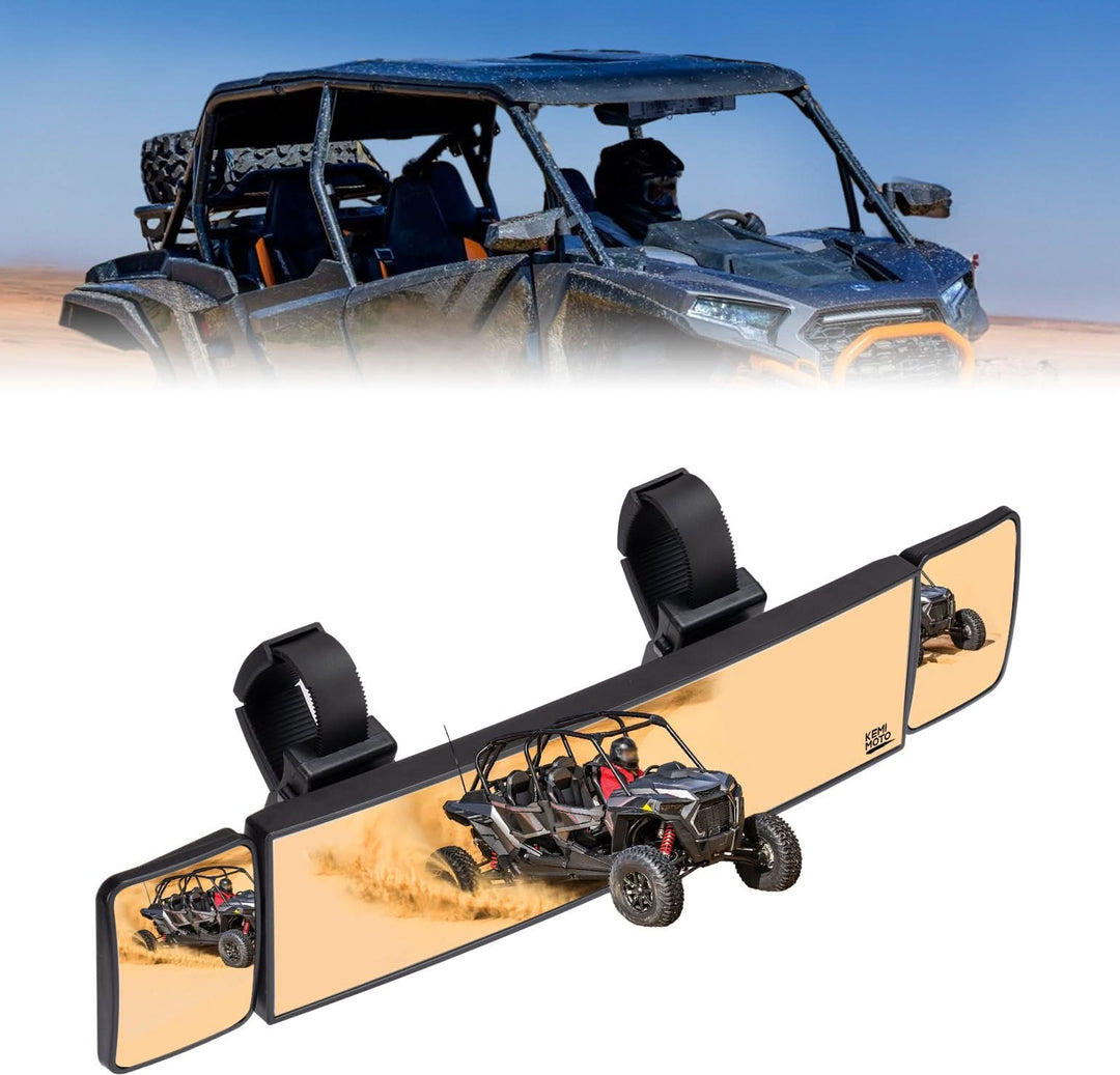 UTV Rear View Mirror 2 Convex Mirror with 1.5"-2" Sturdy Clamp - Kemimoto