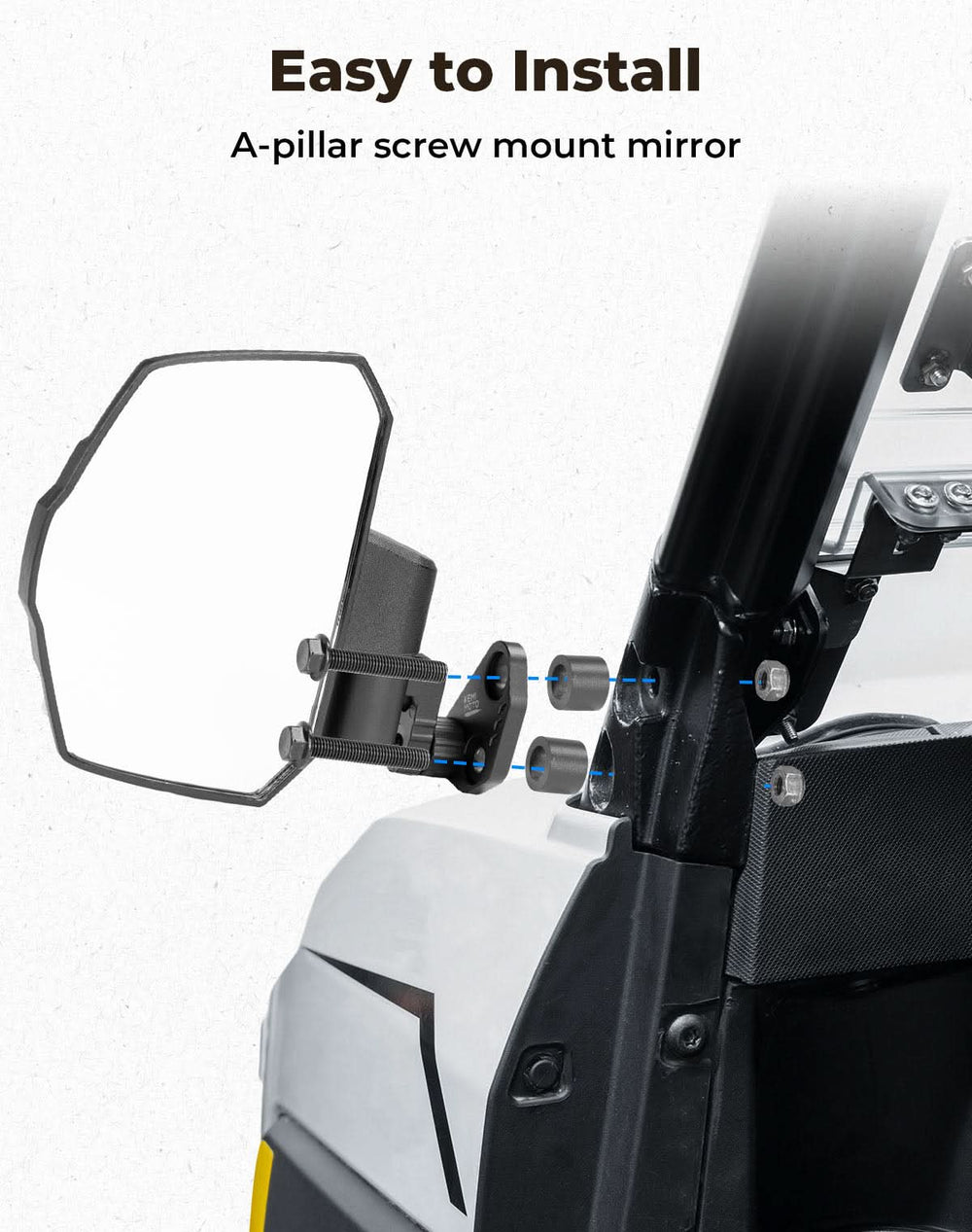 UTV Large Side Mirrors For Polaris Ranger|Crew XP 1000 2018-2025 - Kemimoto