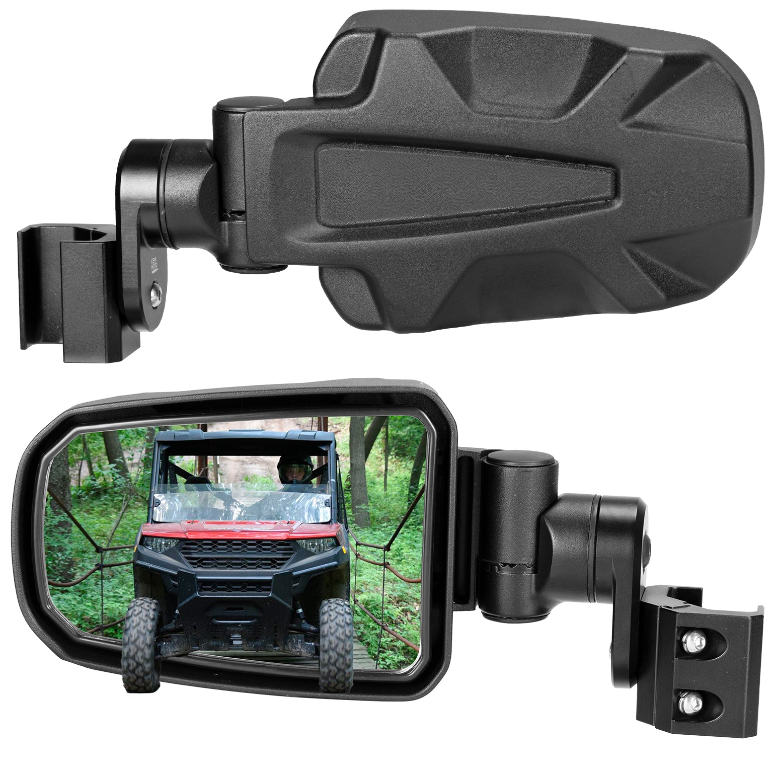 CNC Aluminum Clamp Pro-Fit Side Mirrors for Polaris Ranger Can-Am Defender Maverick Trail - Kemimoto