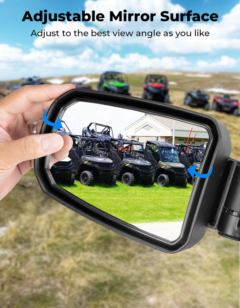 CNC Aluminum Clamp Pro-Fit Side Mirrors for Polaris Ranger Can-Am Defender Maverick Trail - Kemimoto