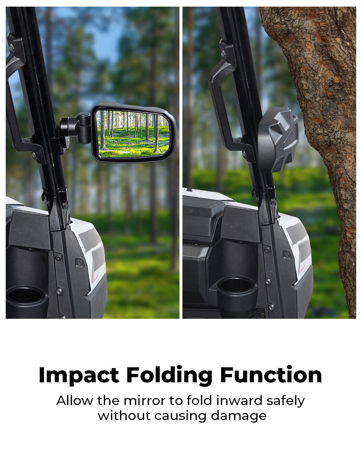 CNC Aluminum Clamp Pro-Fit Side Mirrors for Polaris Ranger Can-Am Defender Maverick Trail - Kemimoto