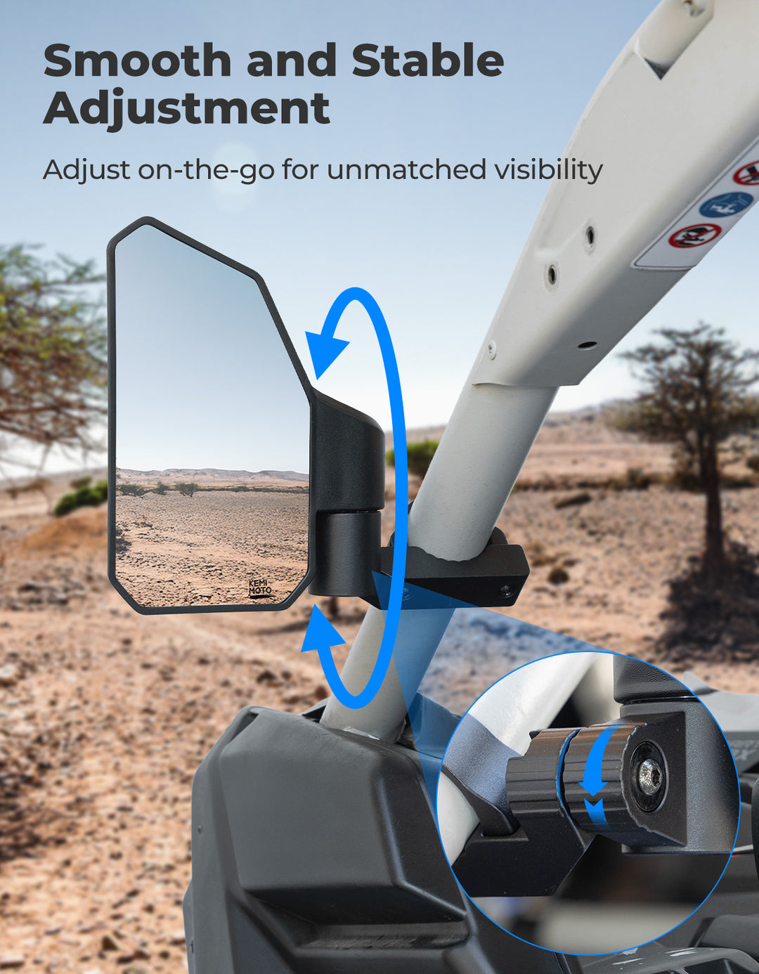 UTV Side Mirrors w/ 1.65"-2.0" Roll Cage for Polaris RZR/Can Am X3/Pioneer/Talon/Mule/CFMOTO