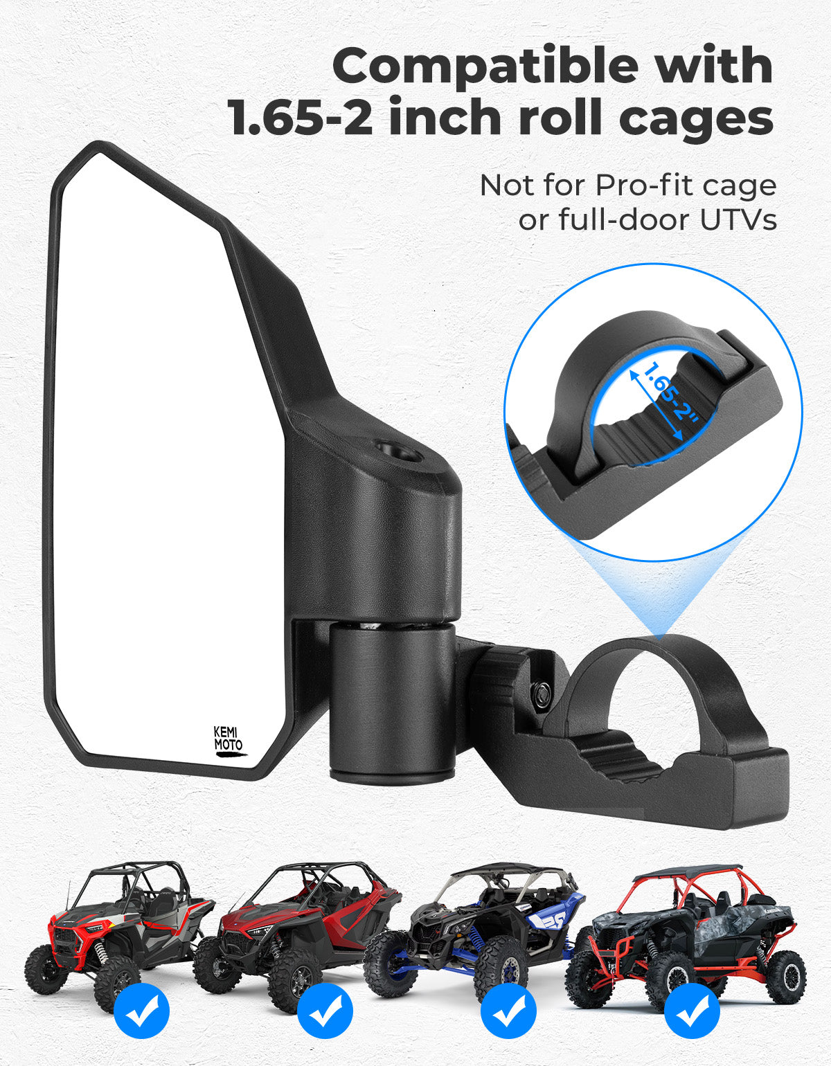 UTV Side Mirrors w/ 1.65