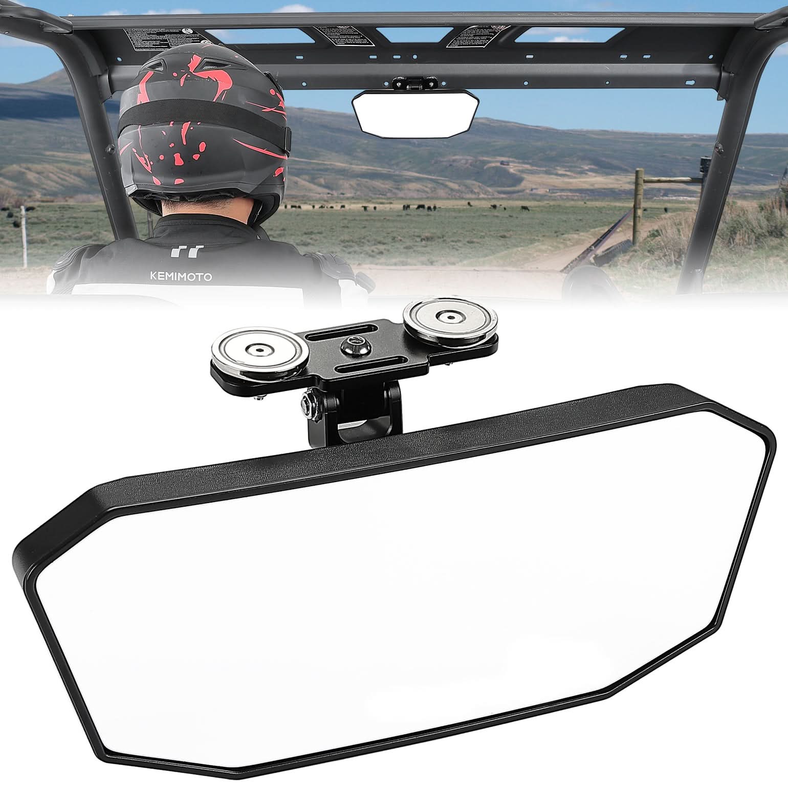 鏡 GRINDLODGE Pyramid Mirrar UTV Universal Magnetic Rear View Mirror for Polaris Ranger, Can-Am