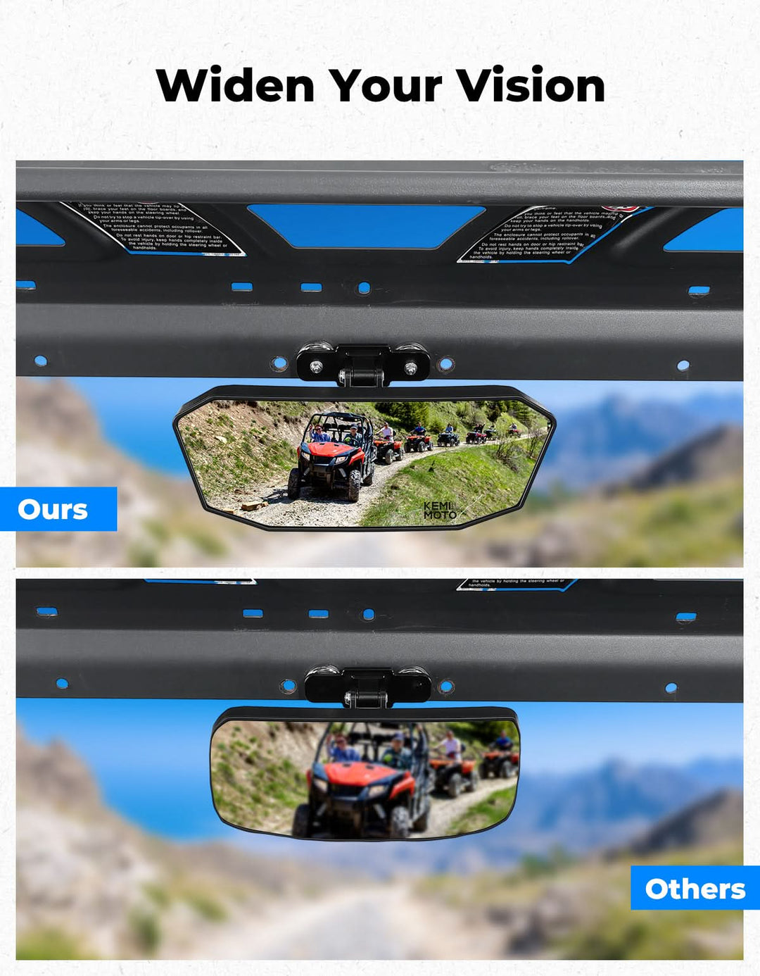 UTV Universal Magnetic Rear View Mirror for Polaris Ranger, Can-Am Defender & Golf Carts