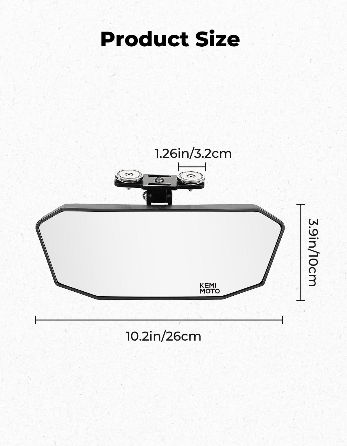 UTV Universal Magnetic Rear View Mirror for Polaris Ranger, Can-Am Defender & Golf Carts - Kemimoto