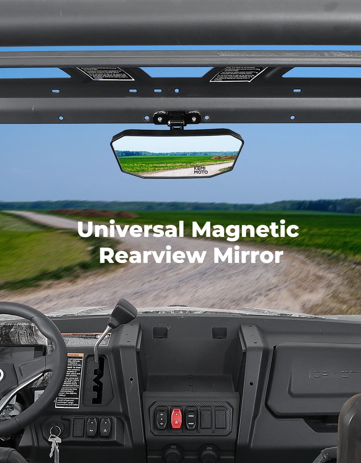 UTV Universal Magnetic Rear View Mirror for Polaris Ranger, Can-Am