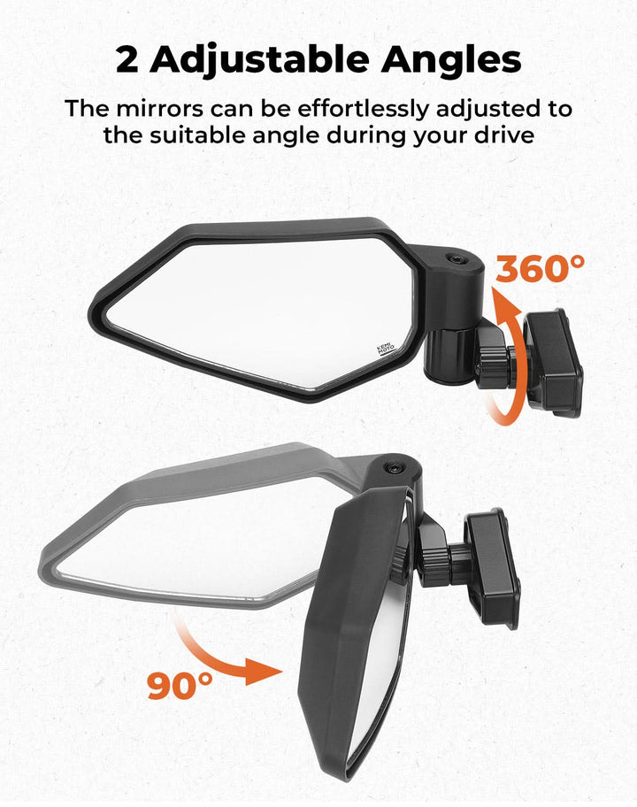 UTV Side Mirrors Automatic Folding and Resetting in The Event of Collision Compatible with Can Am Maverick R and R Max X/X RS/X RS with Smart-Shox 2024 2025, Shatterproof Glass - Kemimoto