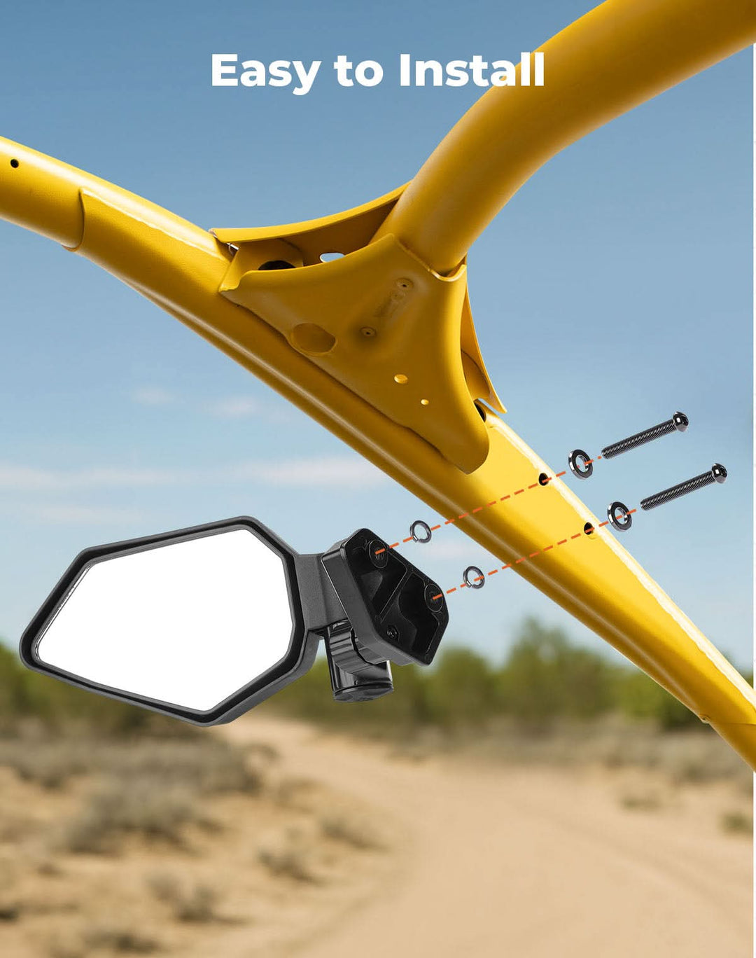 UTV Side Mirrors Automatic Folding and Resetting in The Event of Collision Compatible with Can Am Maverick R and R Max X/X RS/X RS with Smart-Shox 2024 2025, Shatterproof Glass - Kemimoto