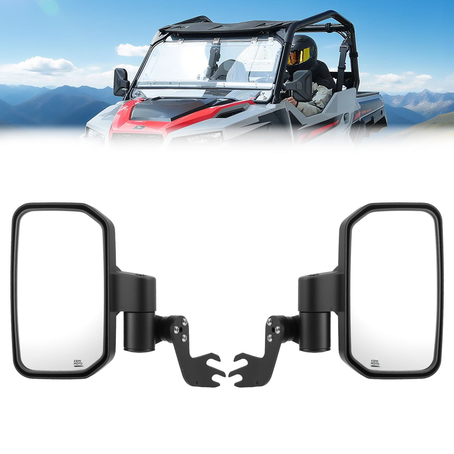 Side Mirrors with Spring Back Feature for Polaris General 1000 / XP 1000 / 4 1000 (2016–2026) - Kemimoto