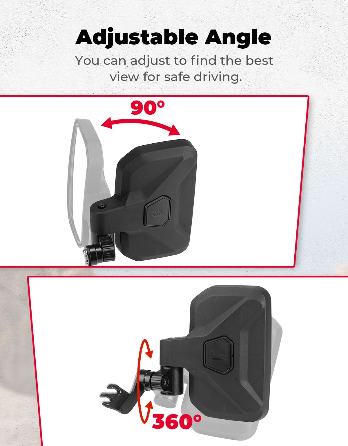 Side Mirrors with Spring Back Feature for Polaris General 1000 / XP 1000 / 4 1000 (2016–2026) - Kemimoto