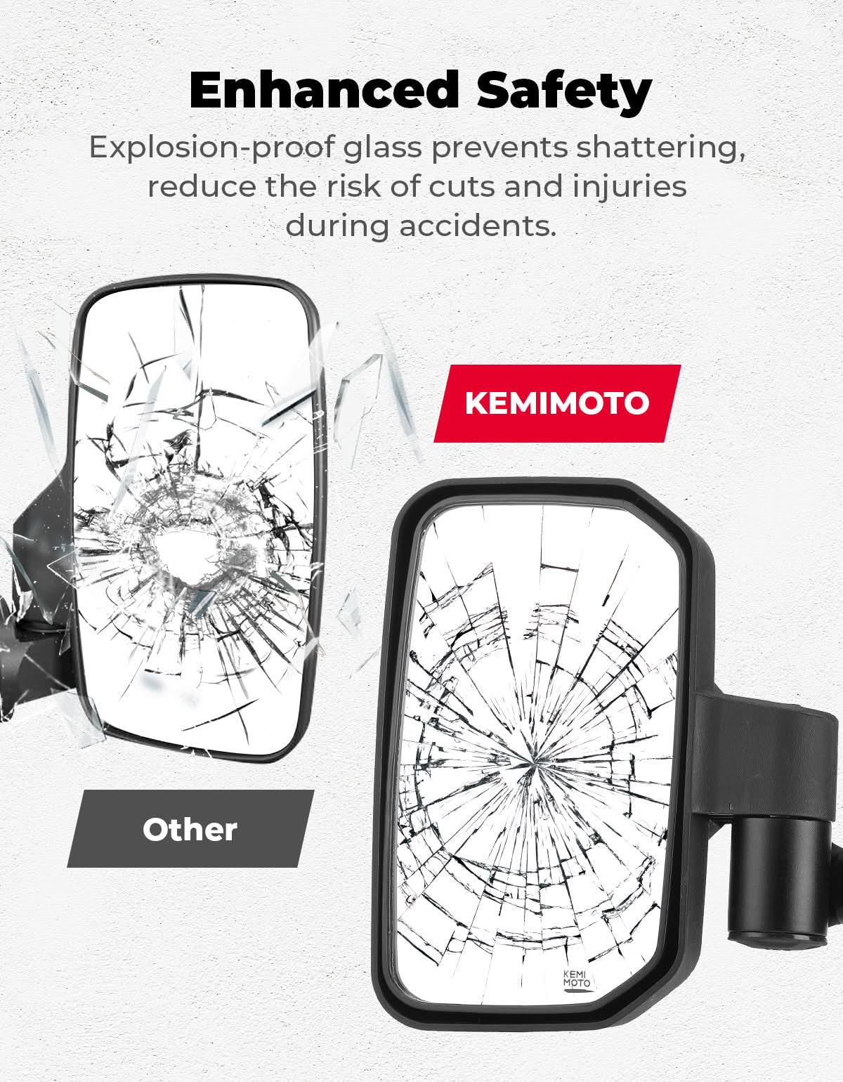 Side Mirrors with Spring Back Feature for Polaris General 1000 / XP 1000 / 4 1000 (2016–2026) - Kemimoto