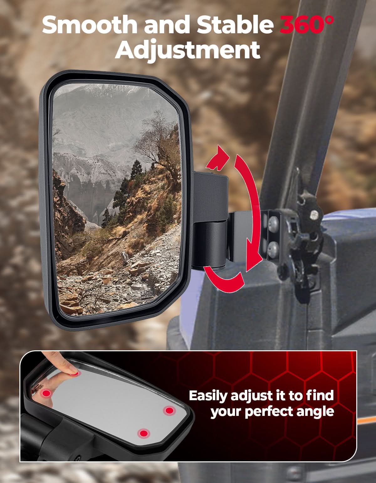 UTV Side View Mirrors for Polaris Ranger 570/500/900 XP (2014-2025