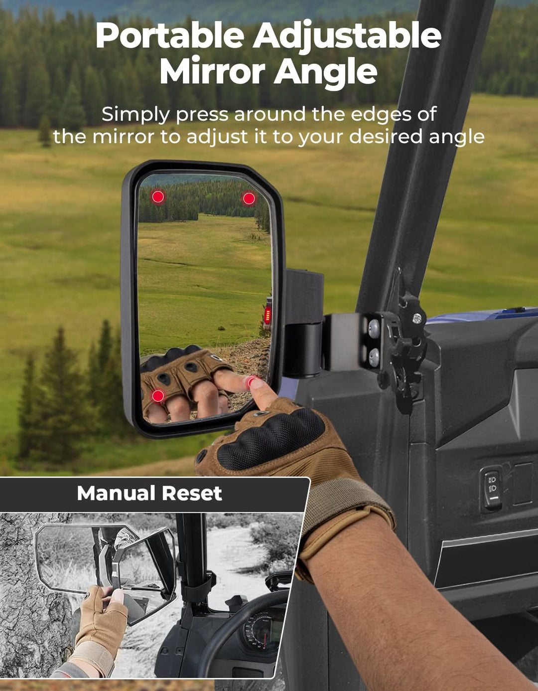 UTV Side View Mirrors for Polaris Ranger 570/500/900 XP (2014-2025)