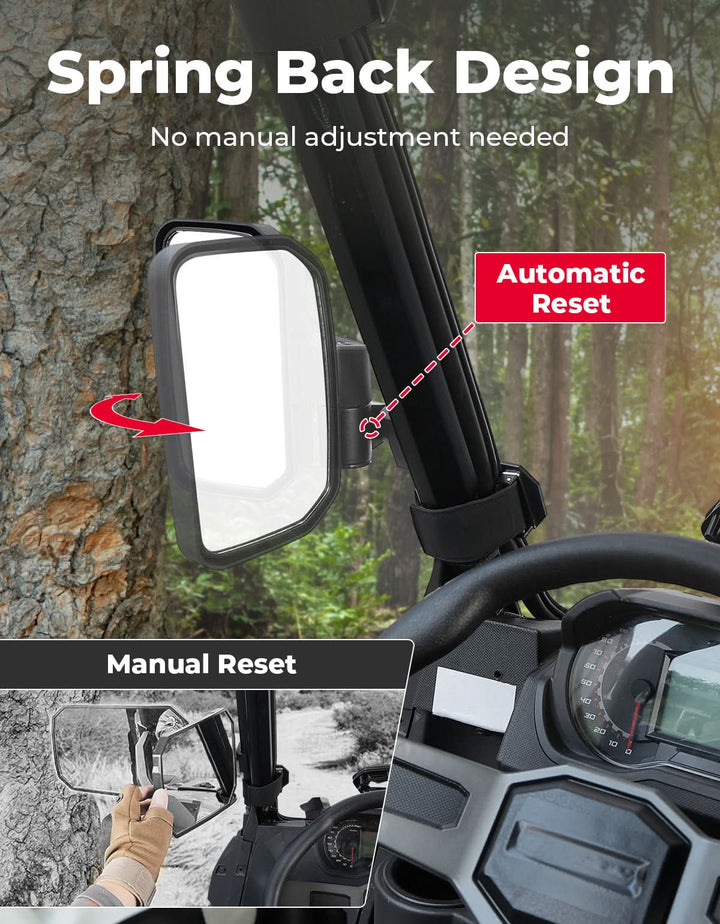 Spring Back UTV Side Mirrors for Polaris ,Can-Am, CFMOTO