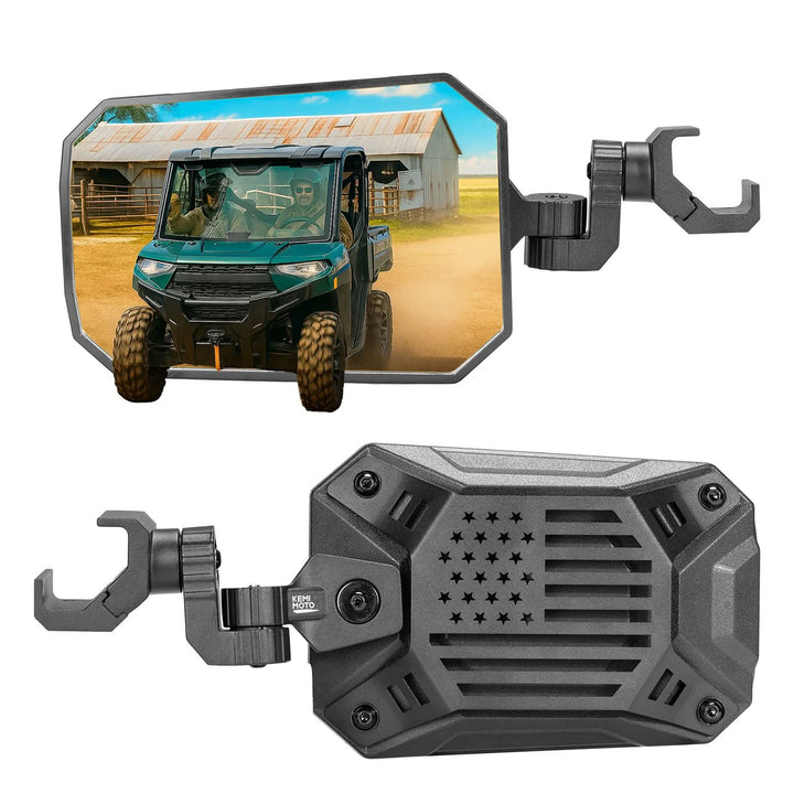 UTV Side Mirrors 2025 NEW Billet Aluminum 8.4" x 5.7" Wide View for Polaris Ranger/General Can Am Defender/Commander/Maverick Trail CFMOTO Uforce