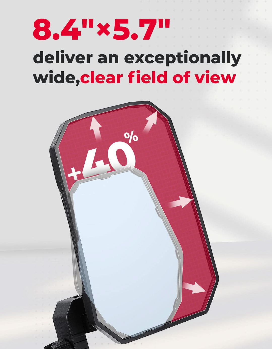 UTV Side Mirrors 2025 NEW Billet Aluminum 8.4" x 5.7" Wide View for Polaris Ranger/General Can Am Defender/Commander/Maverick Trail CFMOTO Uforce