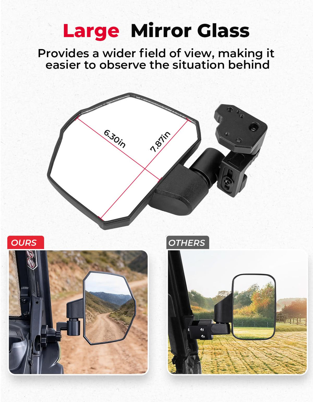Large Side Mirrors for Can-Am Defender / Defender MAX (2016–2026) - Kemimoto