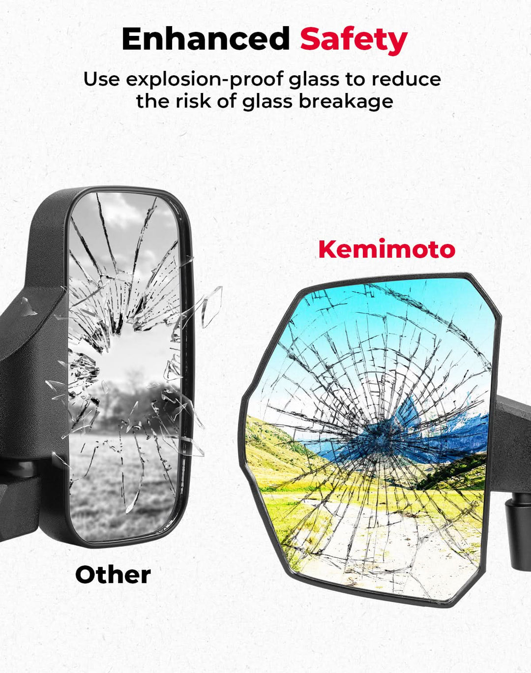 Large Side Mirrors for Can-Am Defender / Defender MAX (2016–2026) - Kemimoto