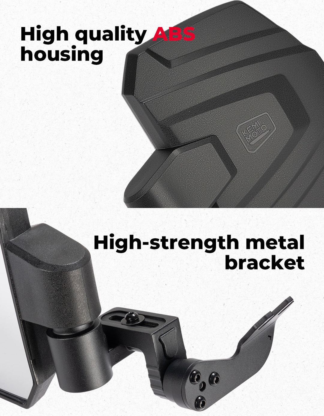 UTV Large Side Mirrors for Polaris General 1000/ XP 1000/4 1000/ XP 4 1000 2016-2026 - Kemimoto