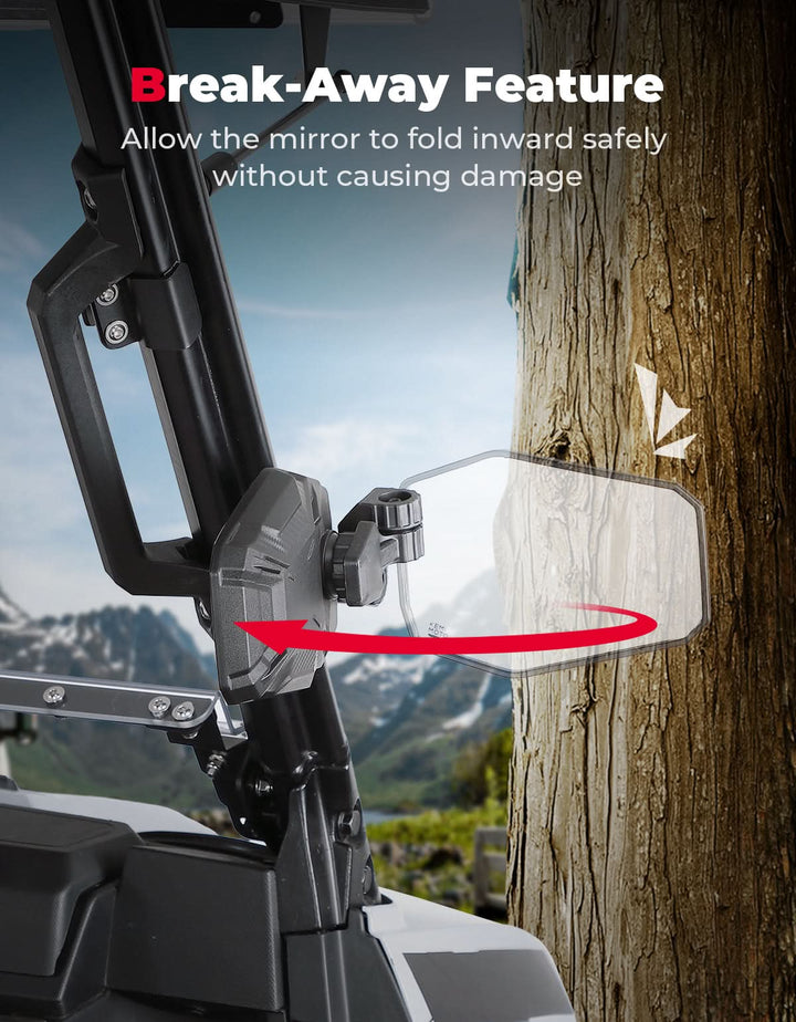 UTV Side Mirrors, UTV Rearview Mirrors Fit for Windshield for Polaris Ranger General/ Can-Am Defender/ Maverick Trail