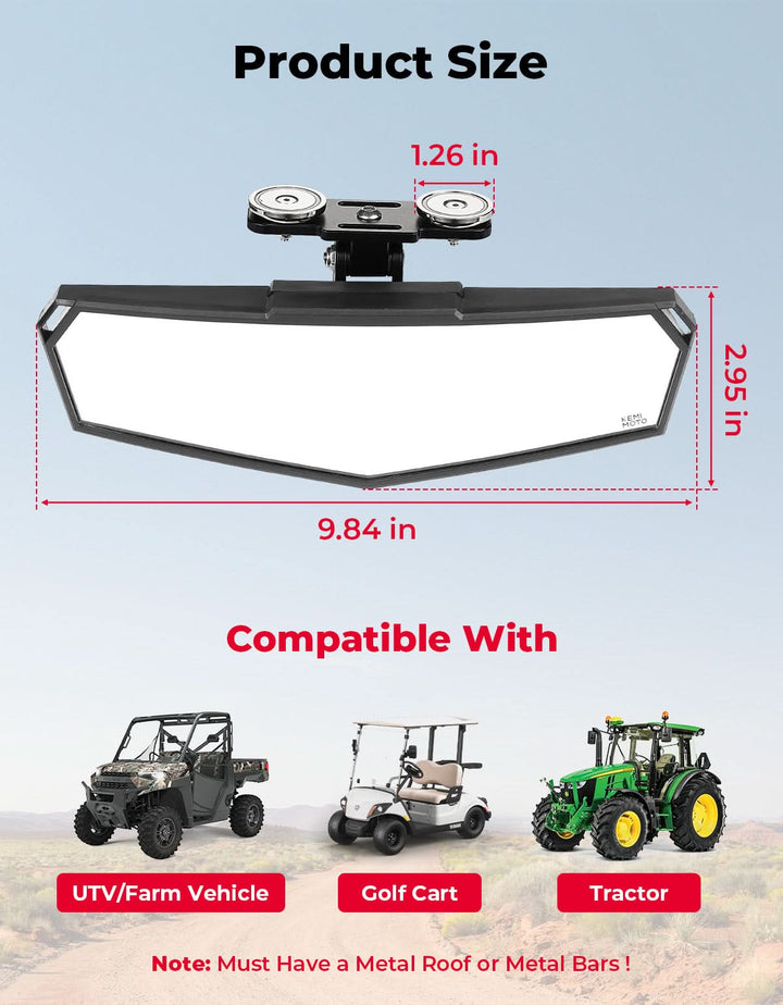 Universal Magnetic Rear View Mirror for Golf Cart, UTV & Truck - Kemimoto