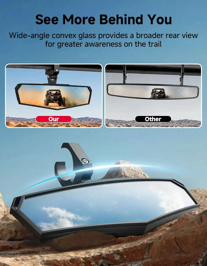 UTV Side Mirrors & Rear View Mirror Fits 1.6-2 inch Roll Cage For RZR /Maverick/Teryx/Mule/ Zforce /Pioneer