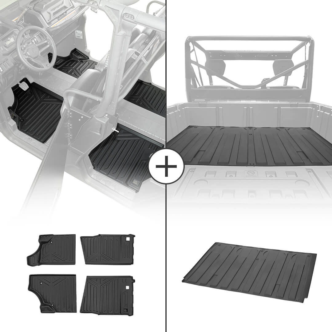 TPE Floor Mats & Bed Liner for 4-Seater Can-Am Defender - Kemimoto