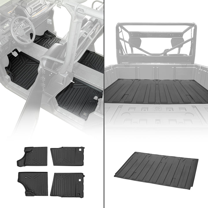 TPE Floor Mats & Bed Liner for 4-Seater Can-Am Defender HD7|8|9|10 - Kemimoto