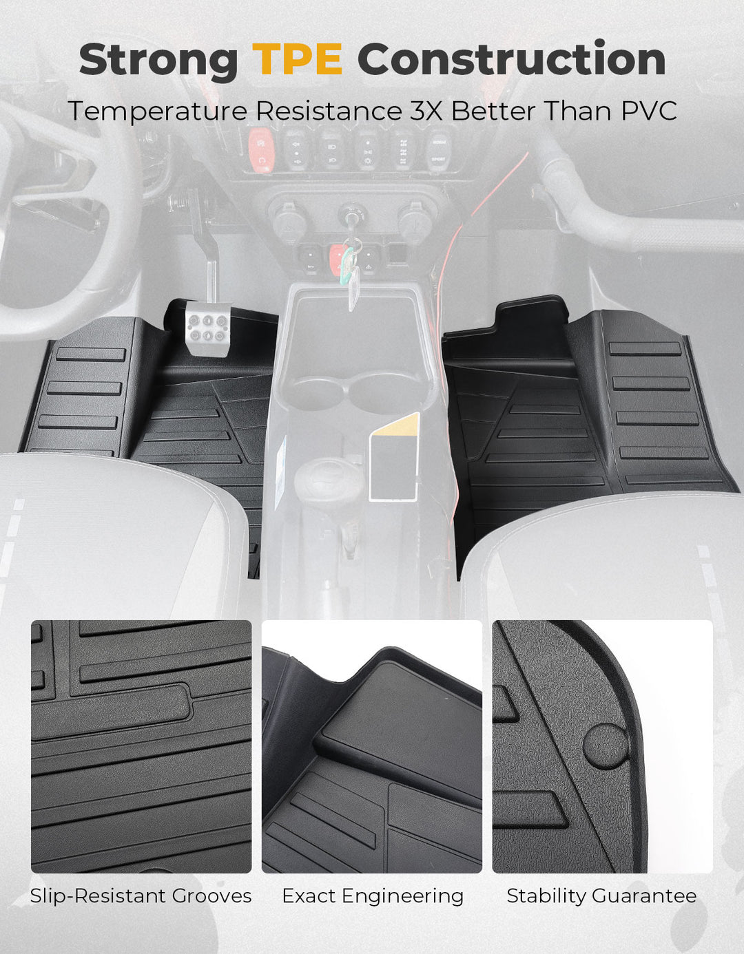 TPE Front Floor Mats for CFMOTO ZFORCE 950 HO EX | HO Sport - Kemimoto