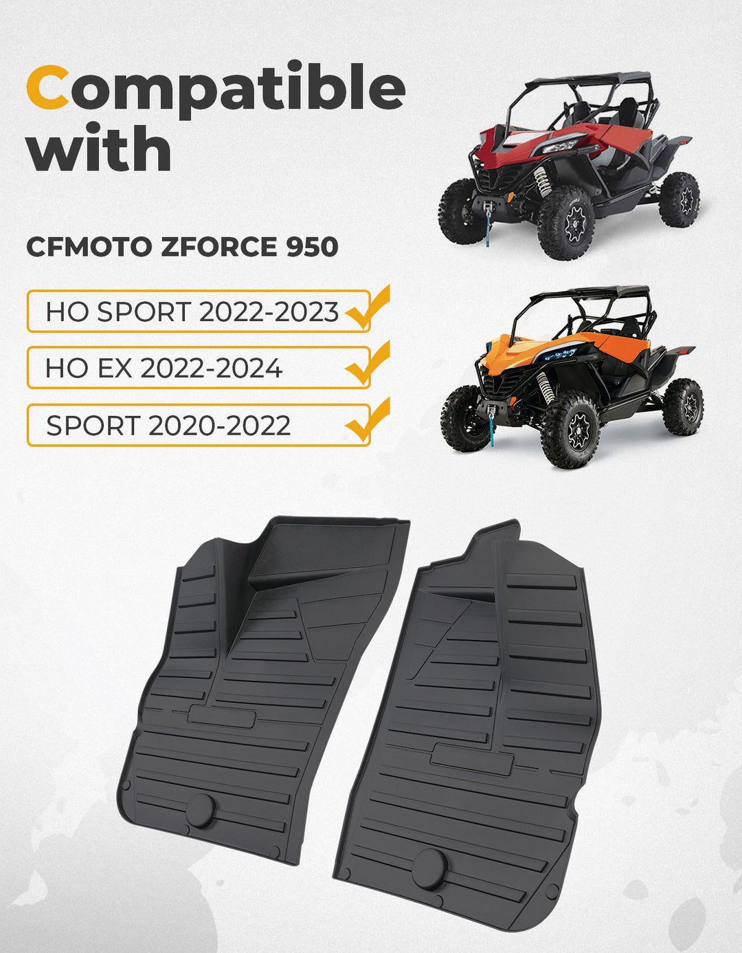 TPE Front Floor Mats for CFMOTO ZFORCE 950 HO EX | HO Sport - Kemimoto