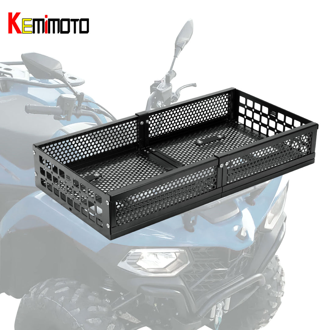 Kemimoto ATV Front Cargo Basket with Steel Mesh Surface for Kawasaki, Universal for Golf Cart Tractor - Kemimoto
