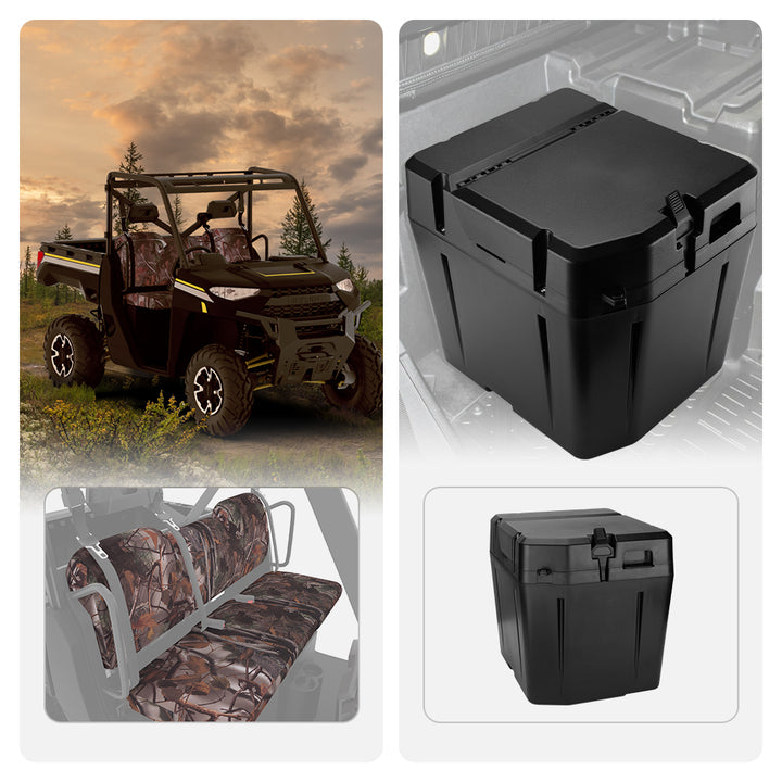 Camouflage Seat Cover & Under Seat Dry Storage Box Fit Polaris Ranger 2018-2023 - Kemimoto