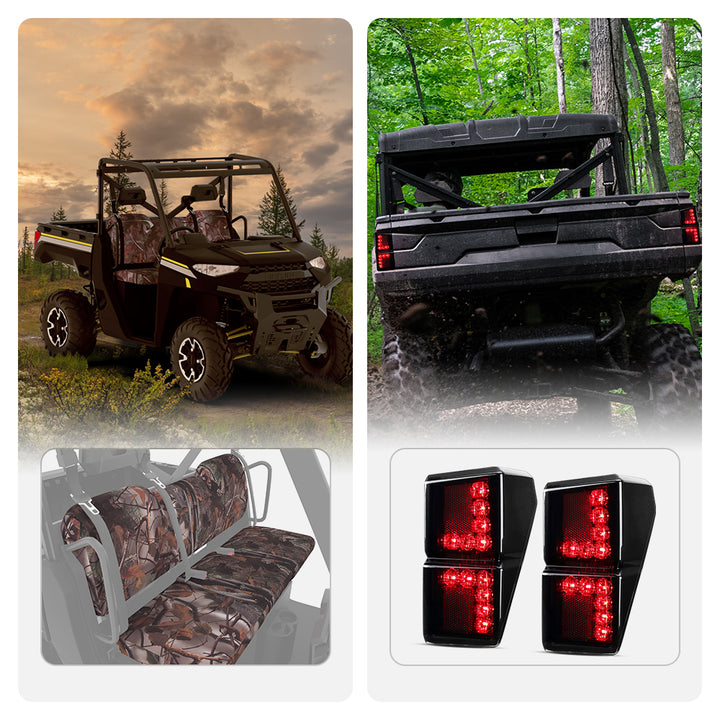 Camouflage Seat Cover & Tail Light Fit Polaris Ranger 2018-2023 - Kemimoto