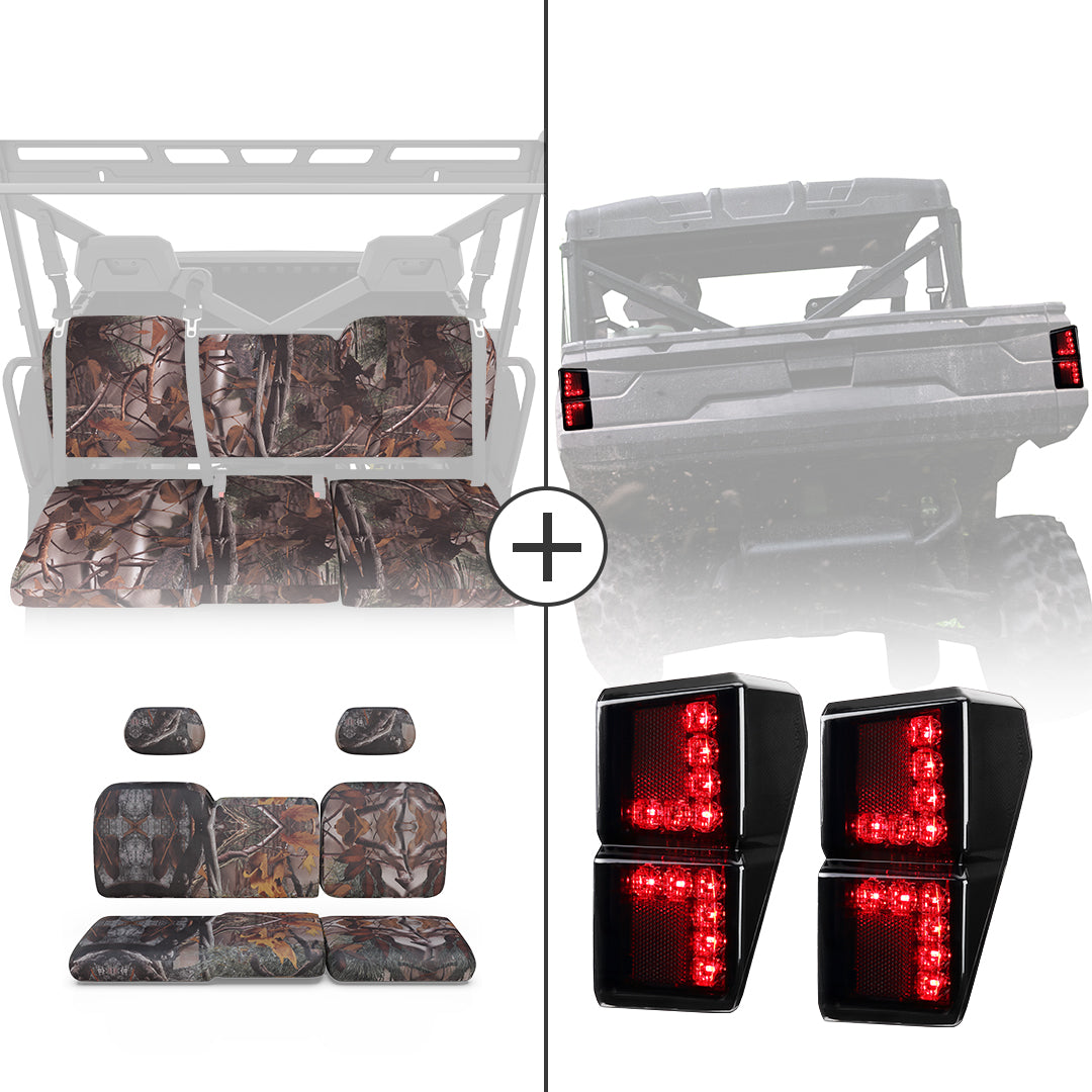 Camouflage Seat Cover & Tail Light for Polaris Ranger 2018-2023