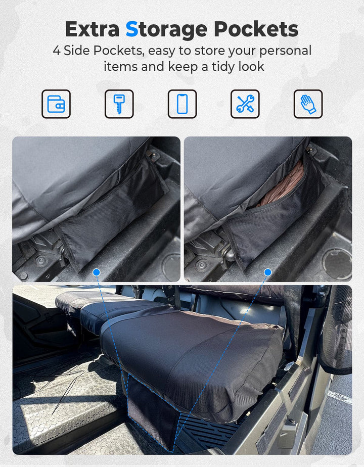Water-resistant Seat Cover with Storage Pocket for Tracker 800SX - Kemimoto
