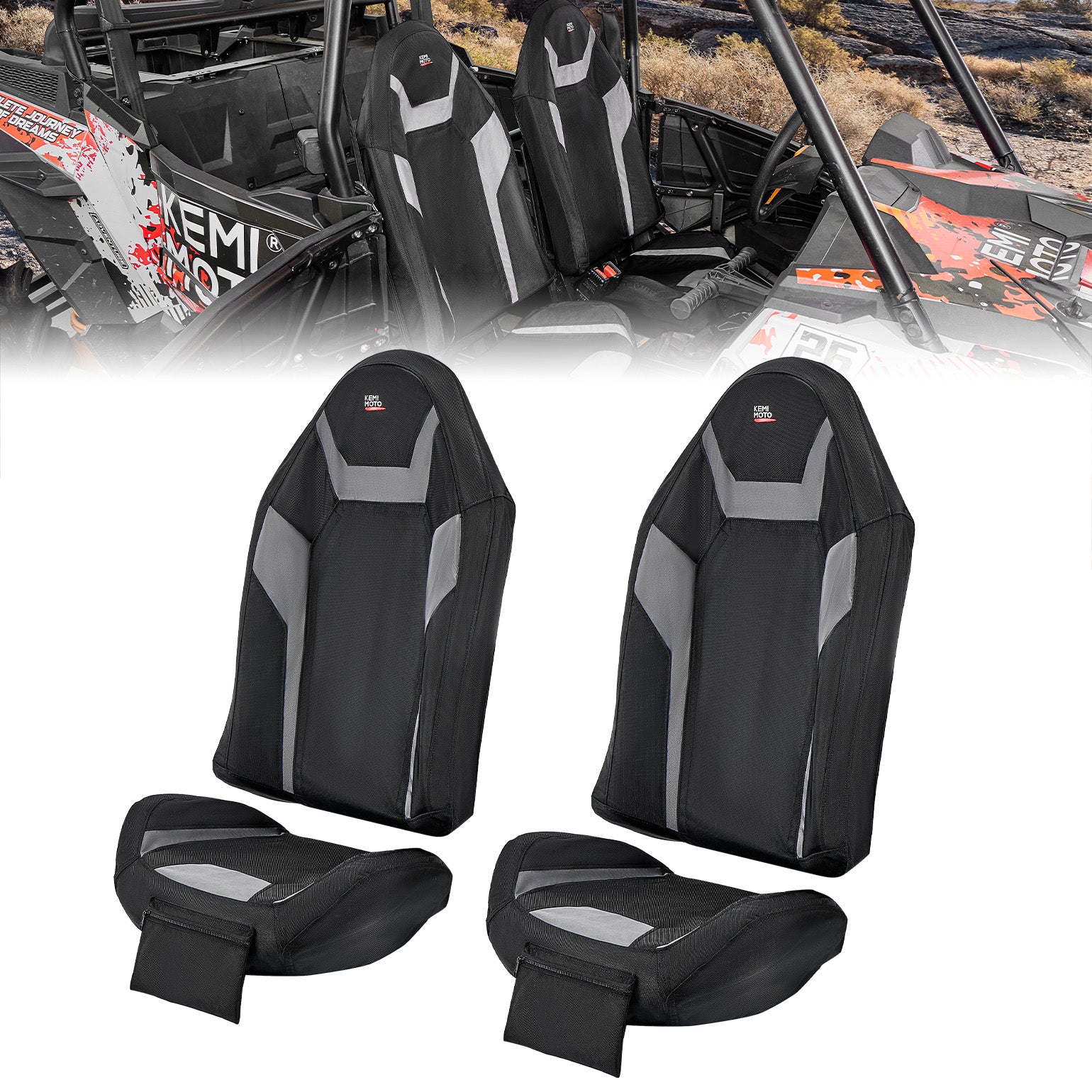 Seat Covers Water-Resistant 1680D for Polaris RZR XP 1000/Turbo 2014-2023 - Kemimoto