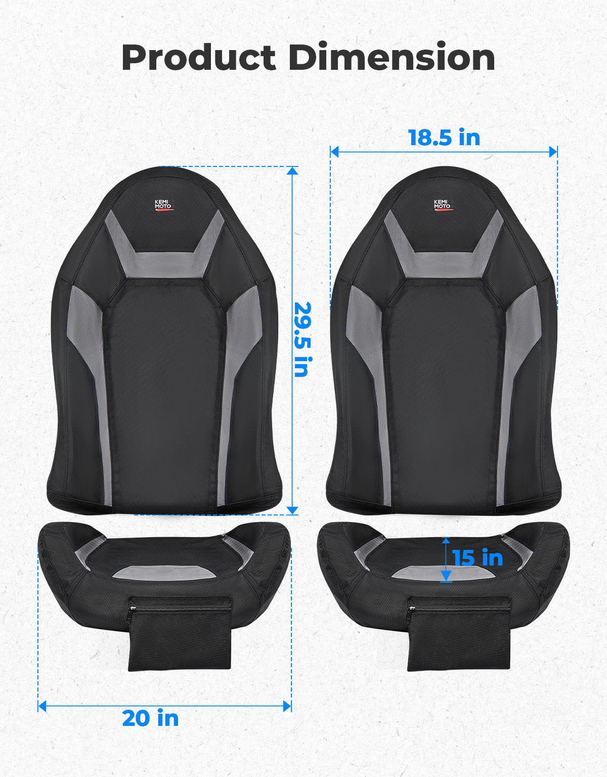 Seat Covers Water-Resistant 1680D for Polaris RZR XP 1000/Turbo 2014-2023 - Kemimoto