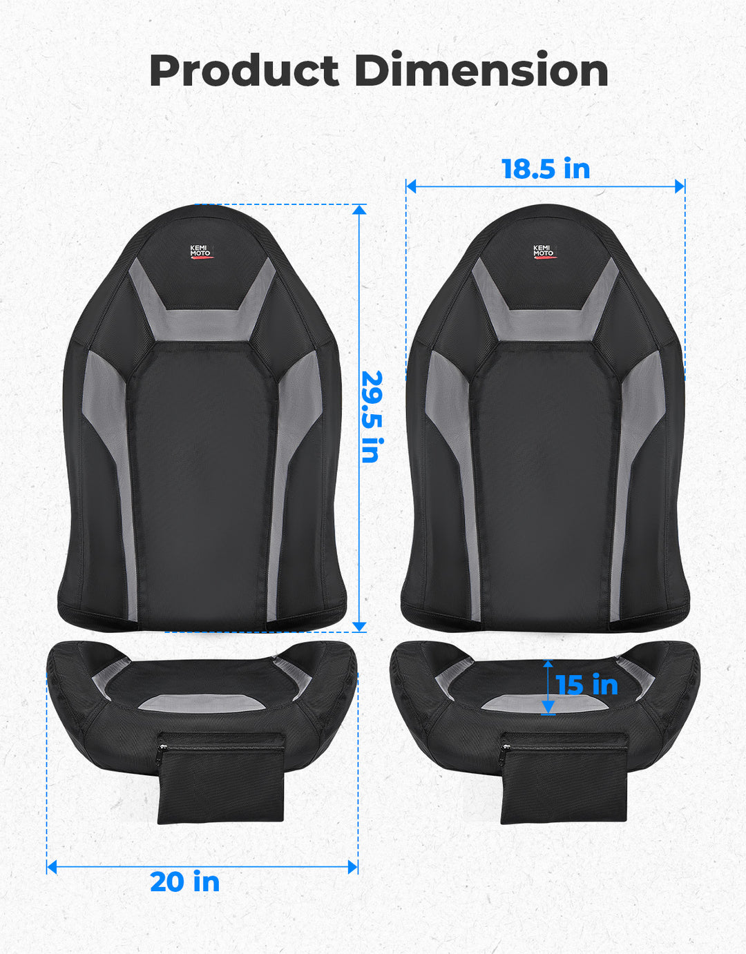 Seat Covers Water-Resistant 1680D for Polaris RZR XP 1000/Turbo 2014-2023 - Kemimoto