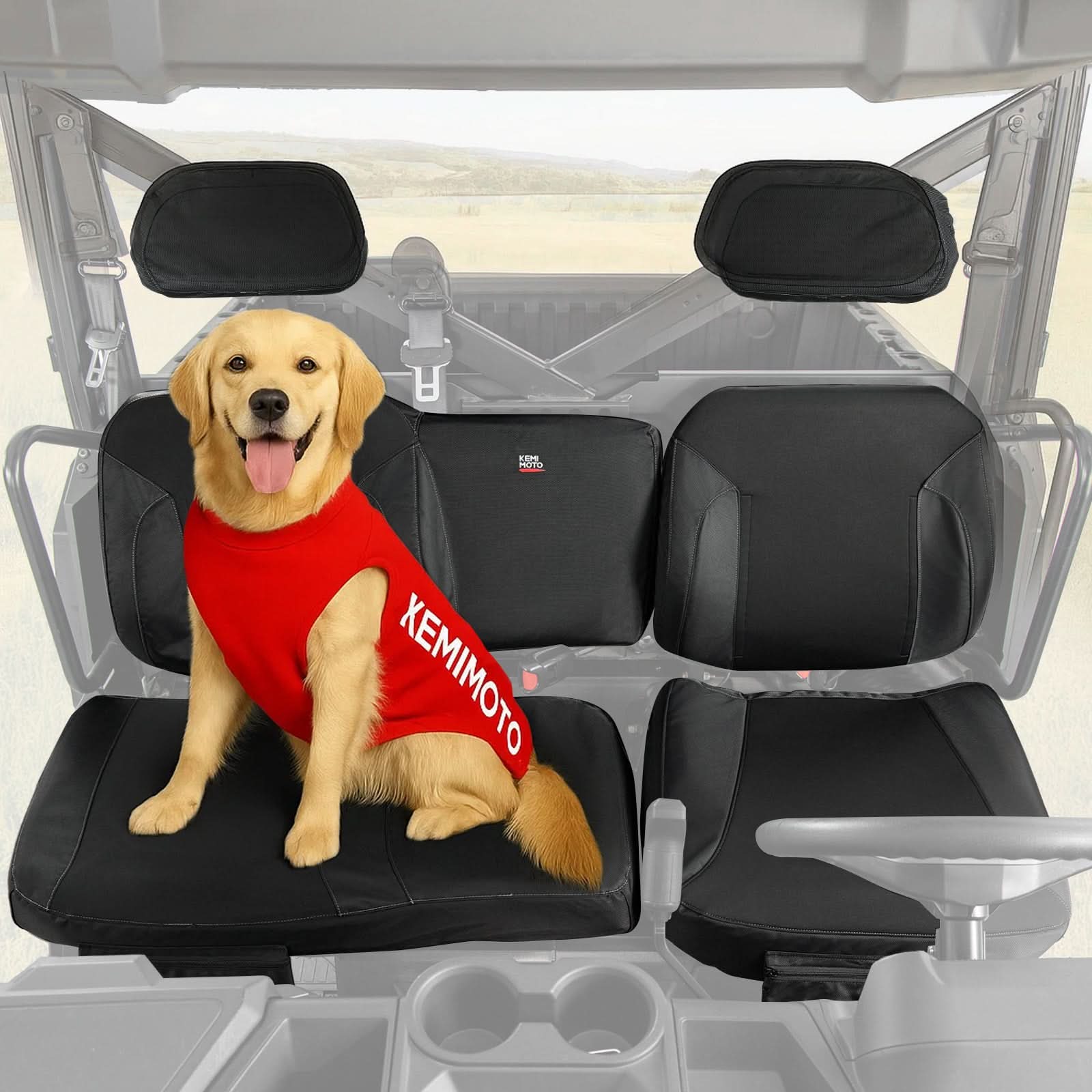 UTV Seat Cover Set with Wingback for Polaris Ranger XP 1000 2022-2025 - Kemimoto